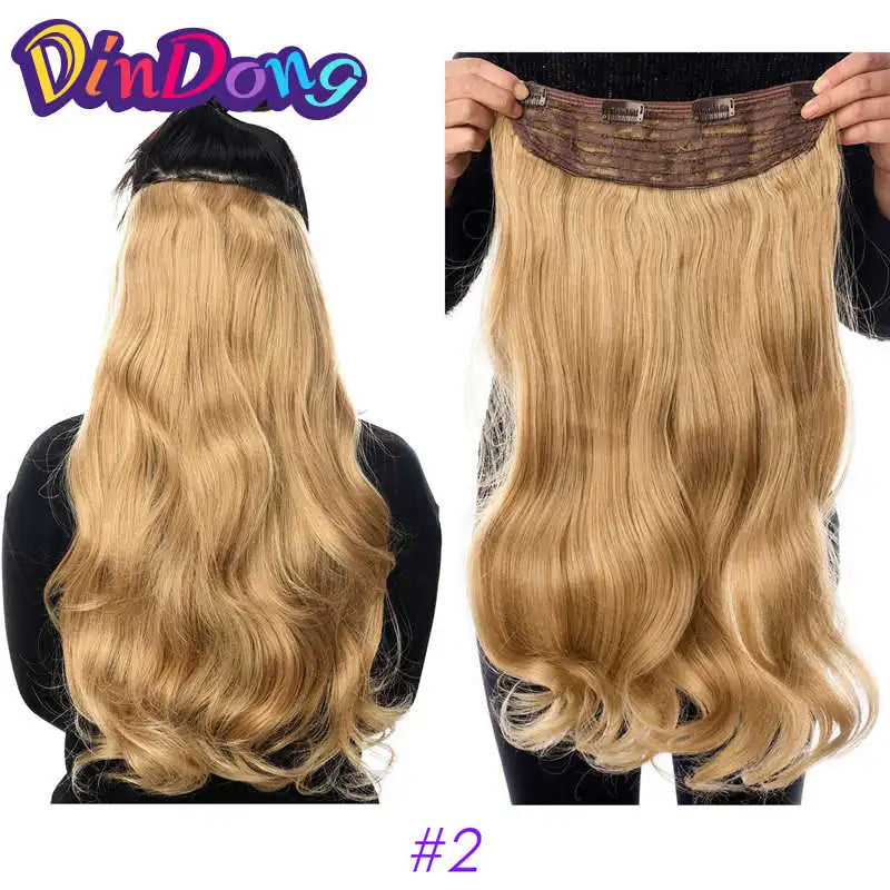 DinDong 32" Clip-In Hair Extensions — 210G Synthetic Wavy, Heat Resistant, 613# Blonde & 19 Colors