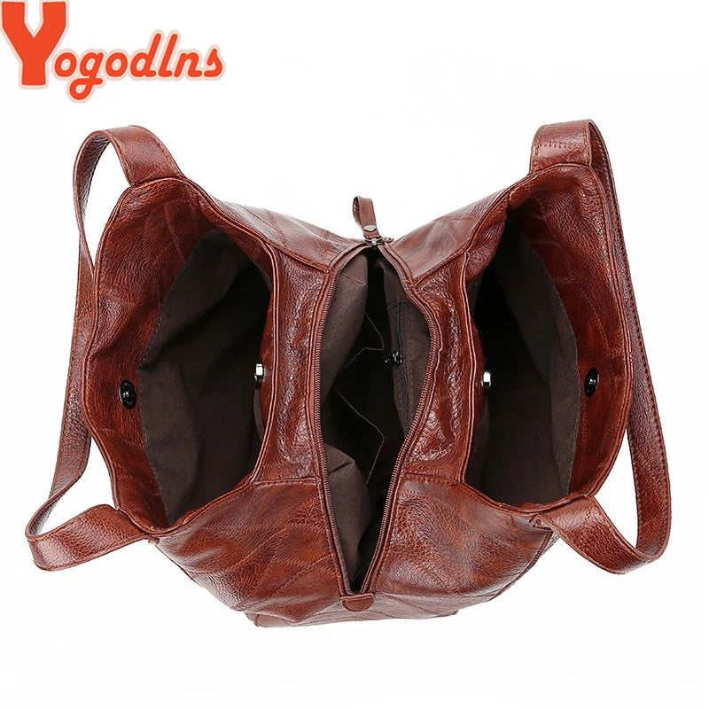Yogodlns Vintage Women's Handbag - Designer Luxury Shoulder Tote, Fashion Brand Top-Handle Bag