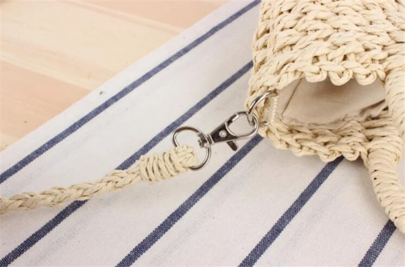 Yogodlns Handmade Half-Round Rattan Straw Bag – Summer Women’s Small Beach Messenger Crossbody Handbag