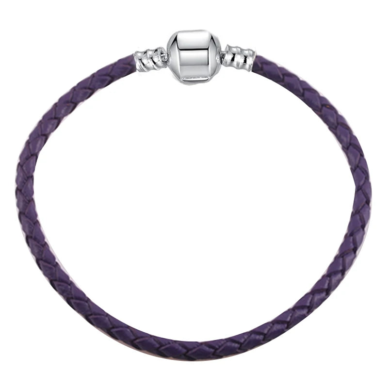 BAOPON 9-Color Leather Charm Bracelet - DIY Chain Jewelry Gift for Women & Girls