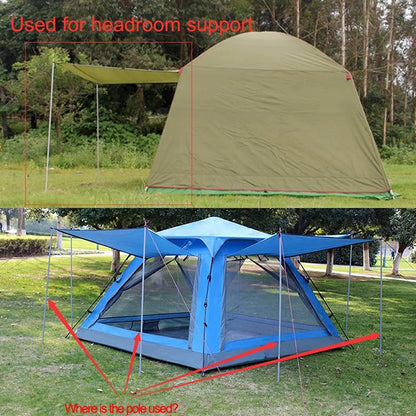 2m / 1.8m Folding Tarp Pole - Awning Rod Foldable Tent Support Stand for Outdoor Camping Sun Shelter - Tent Accessories