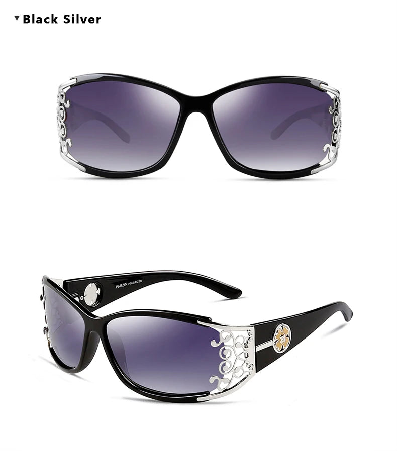 PARZIN Luxury Women’s Sunglasses – Designer Vintage Polarized Driving Shades with Hollow Lace