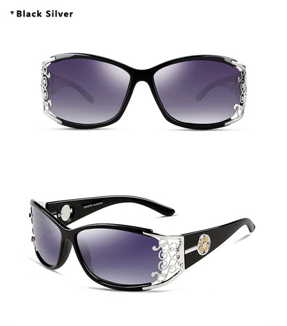 PARZIN Luxury Women’s Sunglasses – Designer Vintage Polarized Driving Shades with Hollow Lace