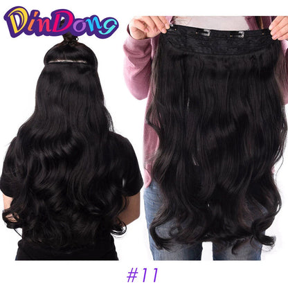 DinDong 32" Clip-In Hair Extensions — 210G Synthetic Wavy, Heat Resistant, 613# Blonde & 19 Colors