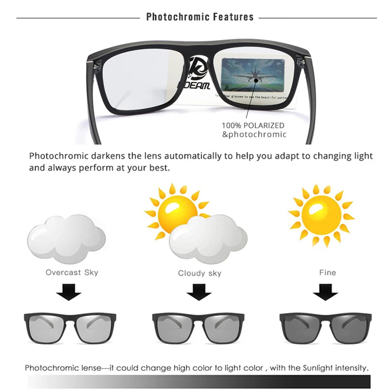 KDEAM Men’s Polarized Photochromic Night Sight Driving Sunglasses UV400 – New KD156 Colors CE Certified