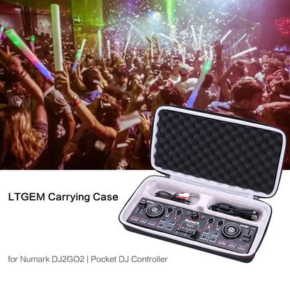 LTGEM EVA Waterproof Hard Carrying Case for Numark DJ2GO2 Pocket DJ Controller – Shockproof Travel Storage Protection Bag
