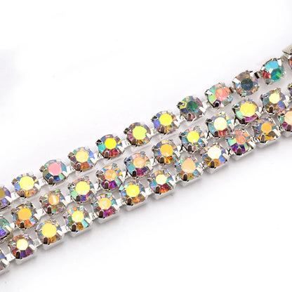 Glitter Rhinestone Chain Trim - SS6 SS16 Crystal Sew-On Glue-On Decoration For DIY Clothing Accessories