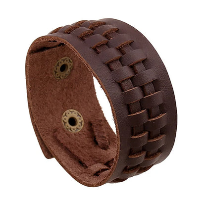 Modyle Vintage Punk Retro Multilayer Leather Bracelet – Handmade Braided Rope Wrap Bangle for Men