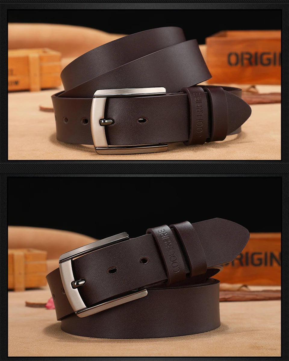 Men's High-Quality Genuine Leather Belt – Luxury Designer Cowskin Fashion Strap for Jeans & Cowboy Style