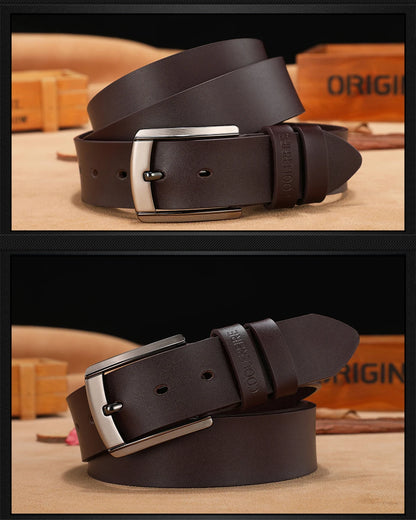 Men's High-Quality Genuine Leather Belt – Luxury Designer Cowskin Fashion Strap for Jeans & Cowboy Style