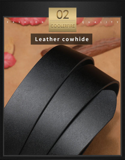 Men's High-Quality Genuine Leather Belt – Luxury Designer Cowskin Fashion Strap for Jeans & Cowboy Style
