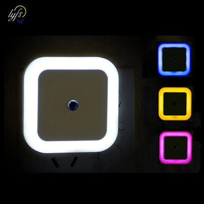 Mini Wireless Sensor LED Night Light - EU/US Plug, Square Design for Baby, Children, Living Room, Bedroom, Corridor