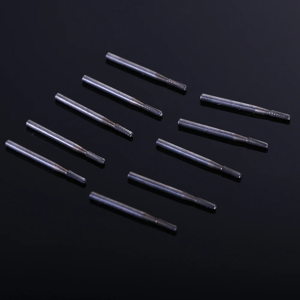 10pcs Dental Broken Crown Needles - Endodontic Silver & Gold Plated Handle, 1957# & 1958# for Crown Repair