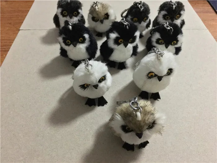 Cute Tiny Plush Faux Rabbit Fur Owl Keychain – Mini Animal Bag & Car Trinket Jewelry Gift for Women & Girls