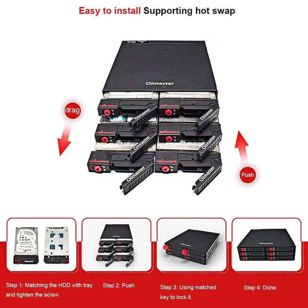 6-Bay & 4-Bay 2.5-inch SATA SSD/HDD Hot Swap Mobile Rack – Data Storage Enclosure for 5.25" Drive Bay