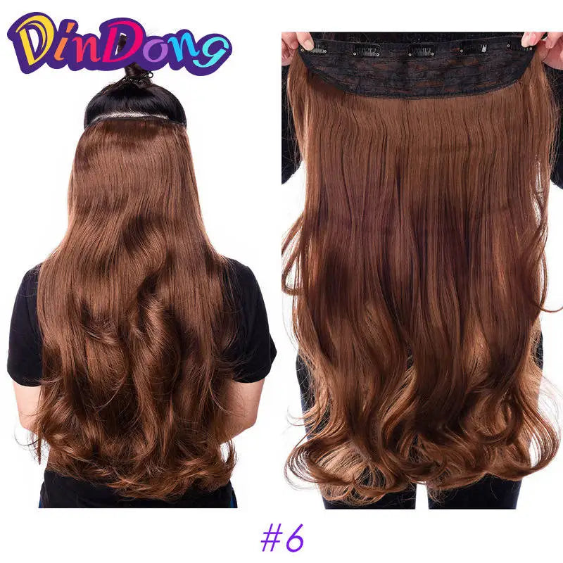 DinDong 32" Clip-In Hair Extensions — 210G Synthetic Wavy, Heat Resistant, 613# Blonde & 19 Colors