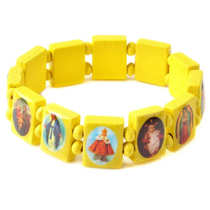 Saints Jesus Wooden Catholic Bracelet – Unisex Religious Prayer Charm Jewelry, Fashion Wood Bead Wristband (7 Colors)