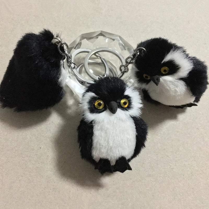 Cute Tiny Plush Faux Rabbit Fur Owl Keychain – Mini Animal Bag & Car Trinket Jewelry Gift for Women & Girls