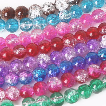 Crystal Glass Crackle Beads - 4/6/8/10mm Round Spacer Charm Beads for DIY Jewelry Making