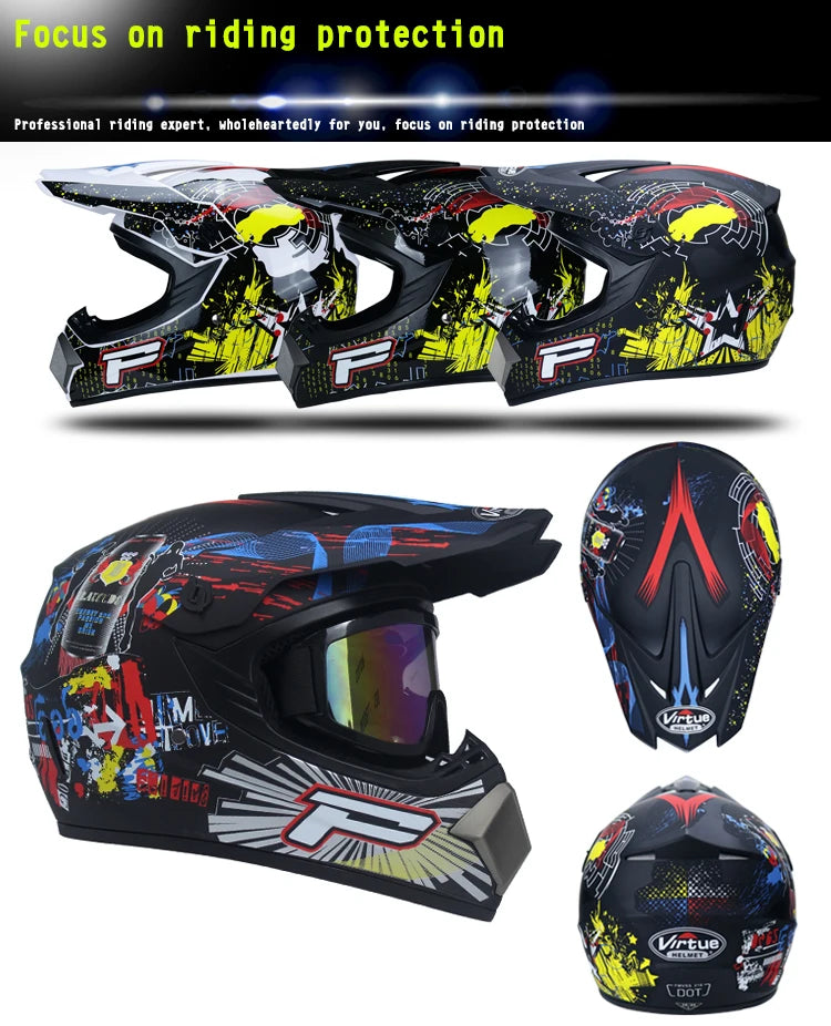 Safety Motocross Helmet for Kids - DOT Approved ATV Cross Bicycle Downhill Capacete, Unisex, Lightweight ABS 1KG