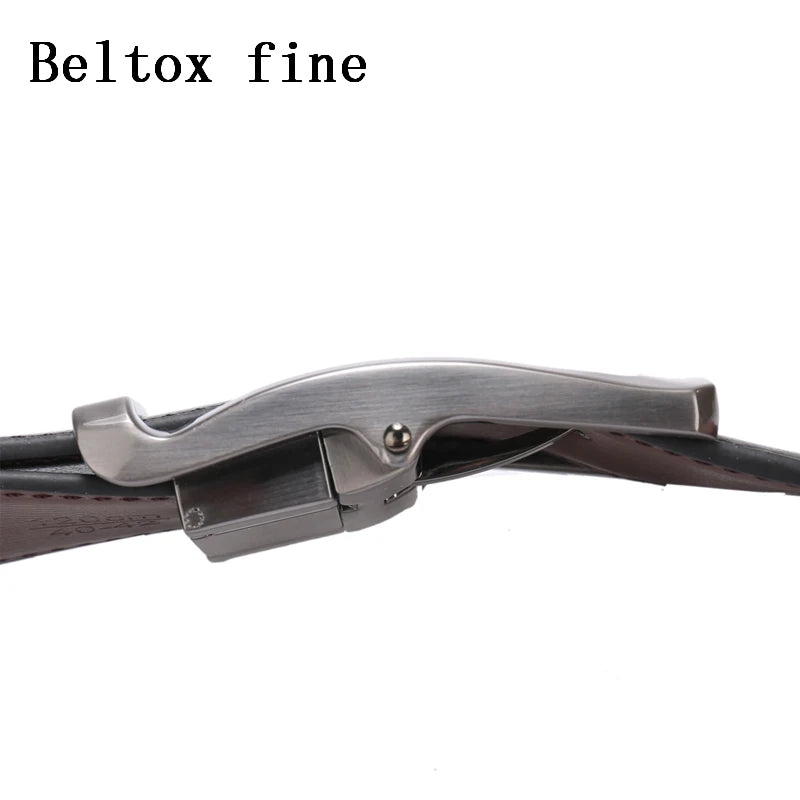 Men’s Genuine Leather Reversible Belt – 2-in-1 Rotated Buckle for Big & Tall Sizes