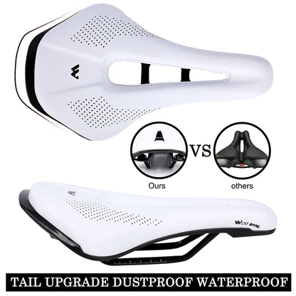 WEST BIKING Bicycle Saddle — Comfortable Hollow PU Leather Bike Seat | Wear-Resistant Road Cycling Cushion