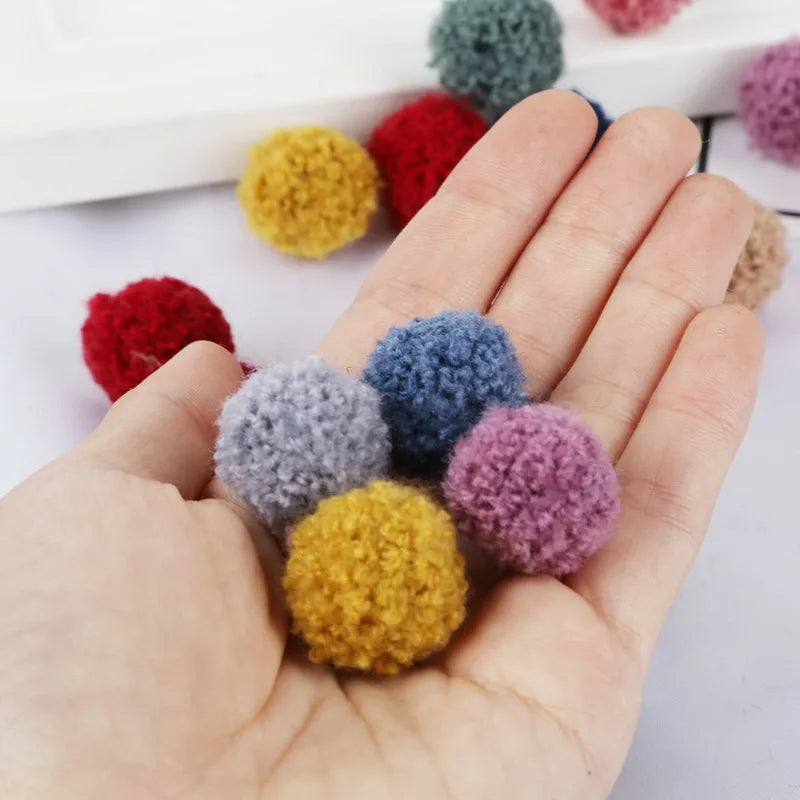 10Pcs Soft Pompom Balls 15/20mm - Fluffy Plush Craft Furballs for DIY Sewing, Home Decor & Christmas Tree Decoration