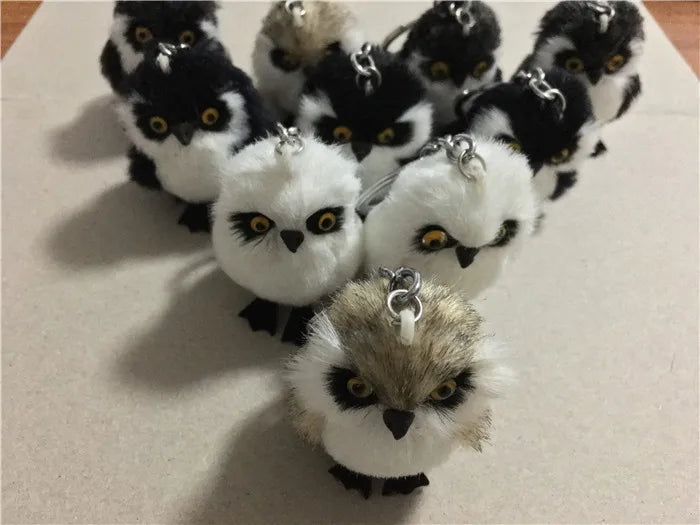 Cute Tiny Plush Faux Rabbit Fur Owl Keychain – Mini Animal Bag & Car Trinket Jewelry Gift for Women & Girls