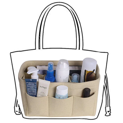Fashion Women's Cosmetic Bag: Makeup Organizer Felt Insert Bag for Handbag - Fits Various Brand Bags, Felt Cloth Inner Bag