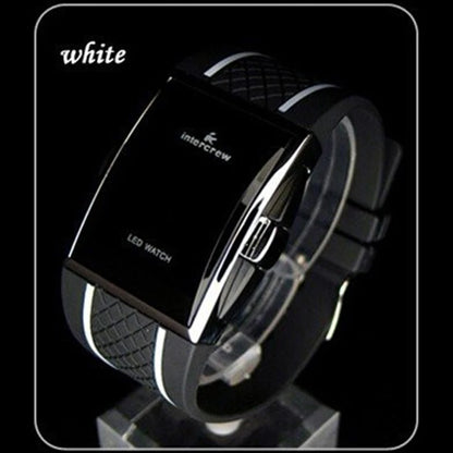 Men's Sport Digital Watch – Black & White Rectangle LED Fitness Watch with Silicone Strap, Electronic Clock, New Relogio Masculino