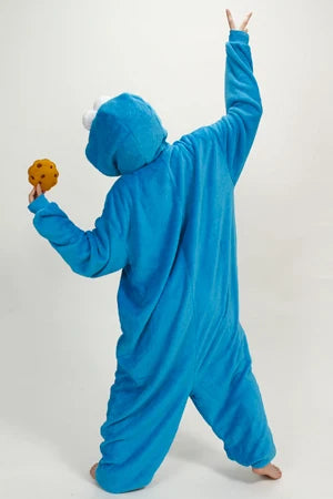 Cookie Monster & Elmo Kigurumi Pajamas - Adult Flannel Cosplay Onesie Costume for Men & Women