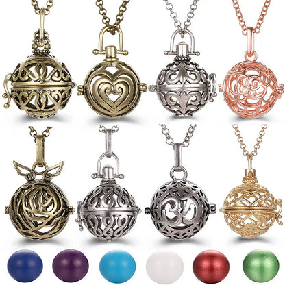 Mexico Music Ball Hollow Zircon Pendant Necklace – Vintage Perfume Aromatherapy Locket for Women