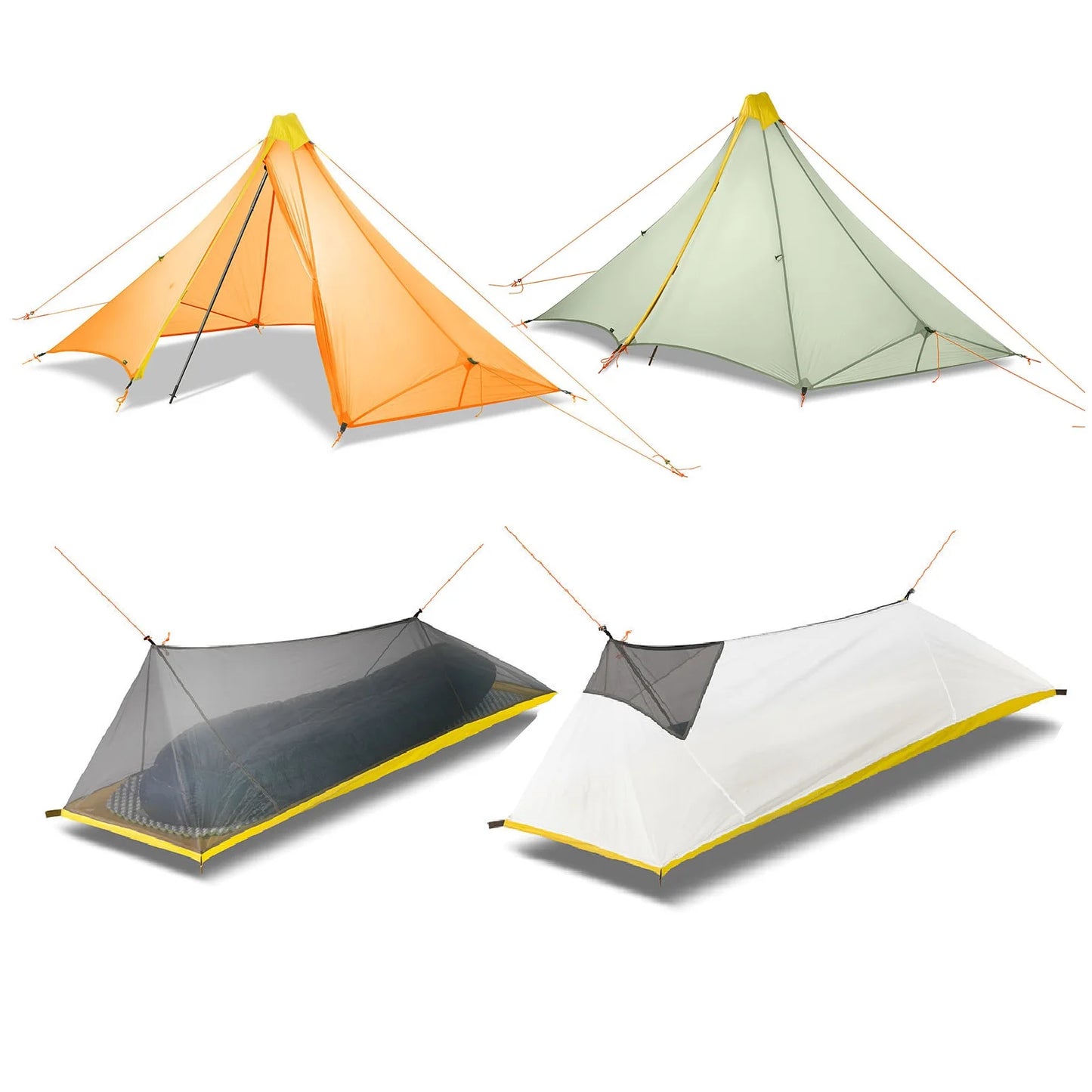 Ultralight 1-Person Camping Tent – 230g/260g Summer Mesh Tent, 40D 210T Nylon, Ventilated Inner Tent with Mosquito Net, 3-4 Season
