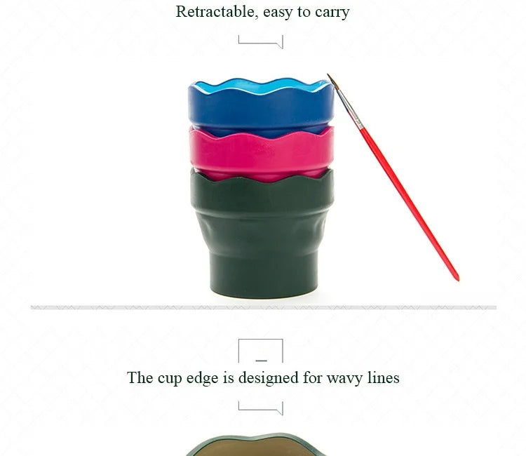 Faber Castell Portable Watercolor Paint Washing Bucket – Scalable Telescopic Folding Brush Washer Cup