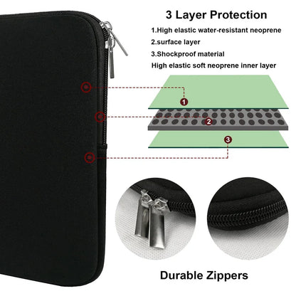 Soft Laptop Bag: Sleeve Case Cover for Xiaomi, HP, Dell, Lenovo, MacBook Air, Pro, Retina - Fits 11-15.6 Inch Notebook Computers