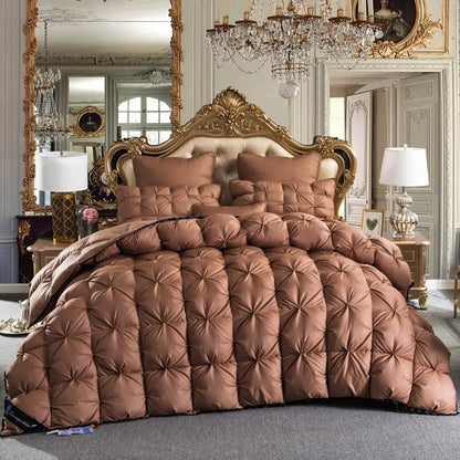 3D Luxury Quilted Goose Down Duvet – 100% High-Rank Winter Comforter, Thick Solid Color Blanket for King, Queen & Full Size Beds