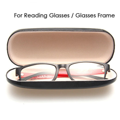Hard Frame Leather Glasses Case - Waterproof Eyeglass Cover for Portable Reading Glasses, Solid Spectacle Box for Men