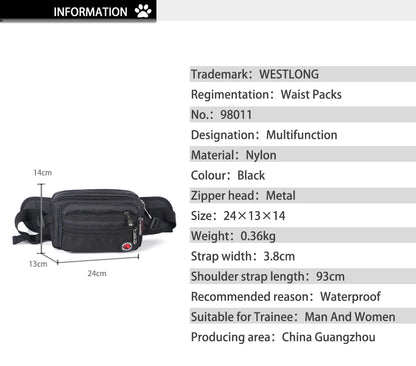 Unisex Waterproof Waist Pack - Casual Functional Fanny Pack & Belt Bum Bag with Phone Wallet Pouch for Men & Women 98011