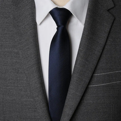 Men’s Zipper Necktie – 6cm Solid Lazy Tie for Business, Wedding & Fashion Accessories