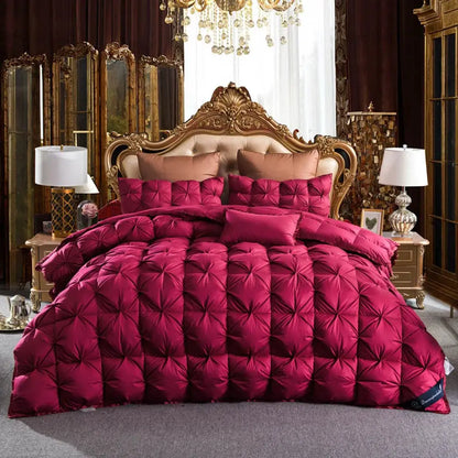 3D Luxury Quilted Goose Down Duvet – 100% High-Rank Winter Comforter, Thick Solid Color Blanket for King, Queen & Full Size Beds