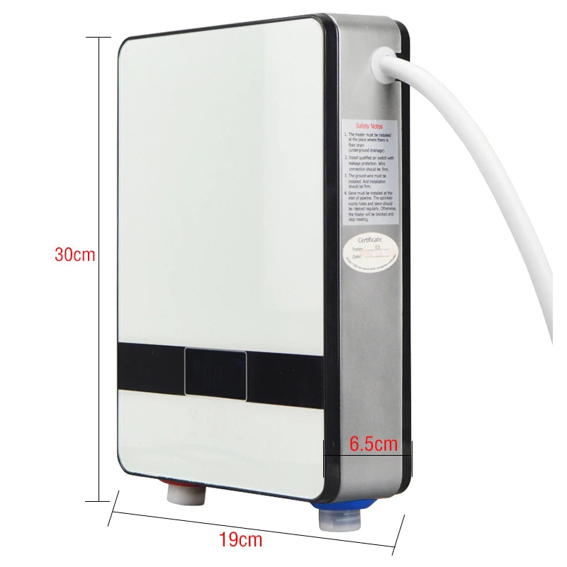 Instant Electric Water Heater 6500W — 220V Thermostat Flow Heater for Bathroom & Kitchen Hot Shower
