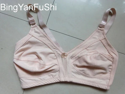 Women's White Cotton Bra - Large Bust C-F Cup Push-Up Seamless Lace Comfort Bra