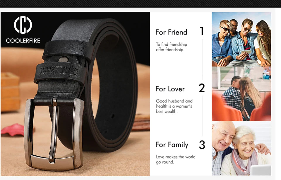 Men's High-Quality Genuine Leather Belt – Luxury Designer Cowskin Fashion Strap for Jeans & Cowboy Style