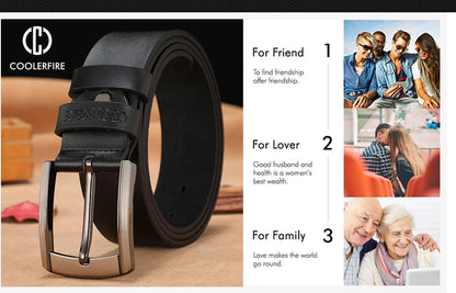 Men's High-Quality Genuine Leather Belt – Luxury Designer Cowskin Fashion Strap for Jeans & Cowboy Style