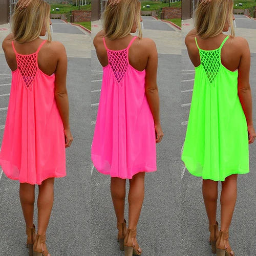 Women’s Summer Backless Beach Dress - Sexy Sleeveless Strap Casual Evening Party Outfit