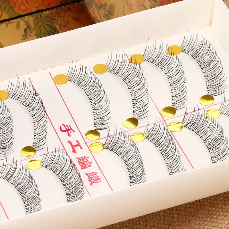 10 Pairs Handmade Natural Long False Eyelashes – Lightweight Dramatic Fake Lashes #217
