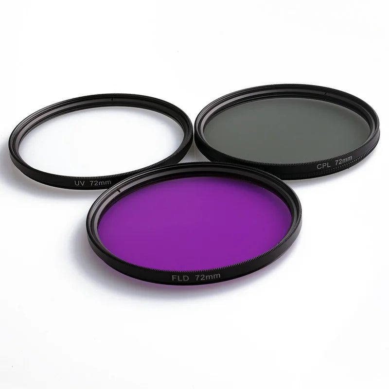 3-in-1 UV+CPL+FLD Lens Filter Set - 49mm, 52mm, 55mm, 58mm, 62mm, 67mm, 72mm, 77mm, with Bag for Canon, Nikon, Sony, Pentax Camera Lenses