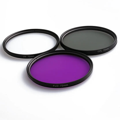 3-in-1 UV+CPL+FLD Lens Filter Set - 49mm, 52mm, 55mm, 58mm, 62mm, 67mm, 72mm, 77mm, with Bag for Canon, Nikon, Sony, Pentax Camera Lenses