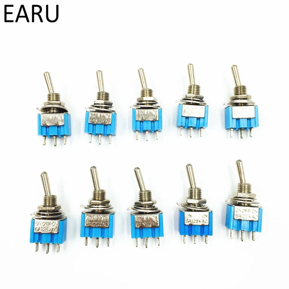 10Pcs DIY Toggle Switch ON-OFF-ON / ON-OFF 3Pin 3 Position Latching MTS-103 MTS-102 - AC 125V/6A 250V/3A Power Button Switch for Car