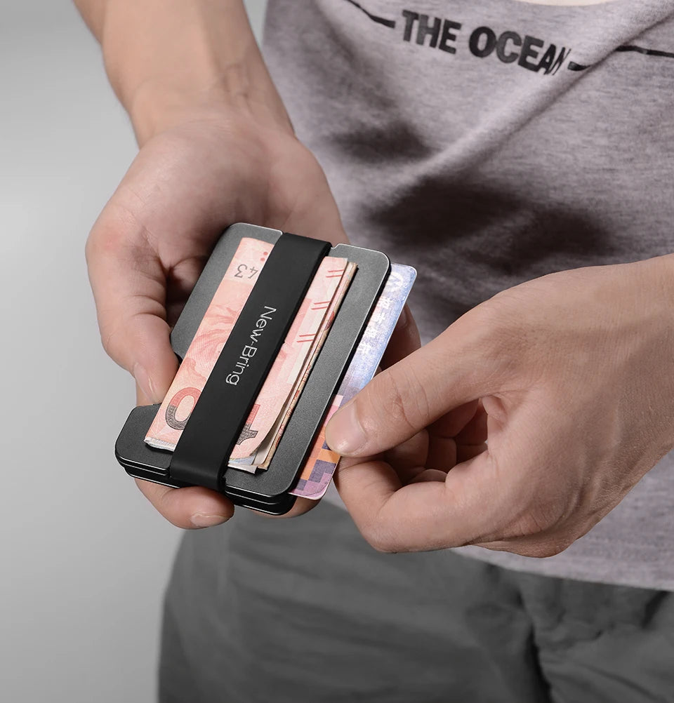 NewBring Multi-Functional Metal Money Clip – Men's Credit Card Wallet & Key Holder